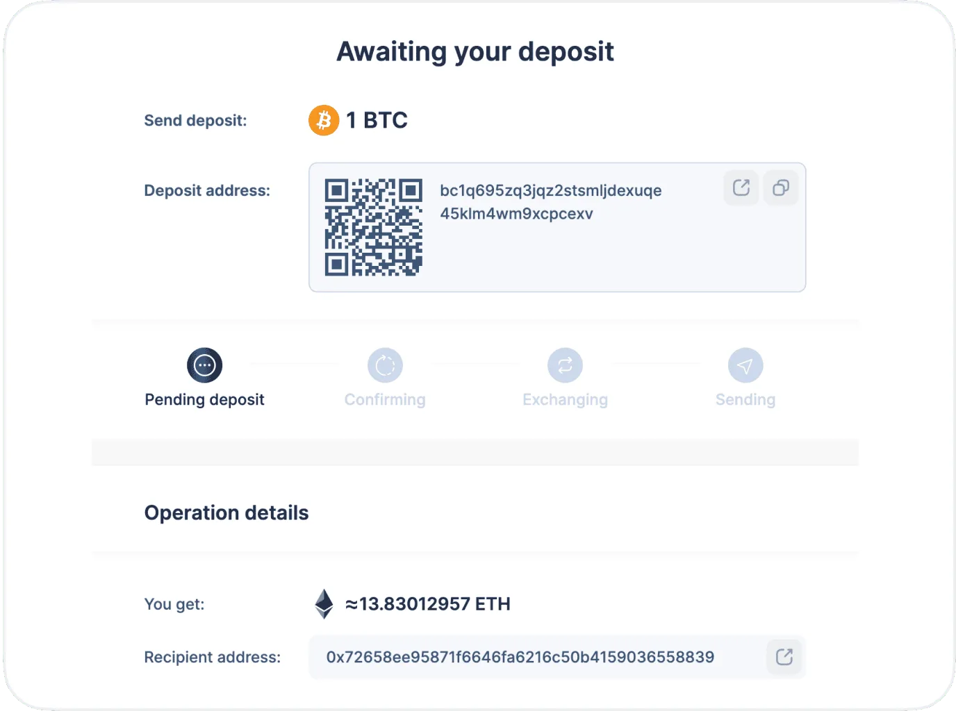 simpleswap pending deposit