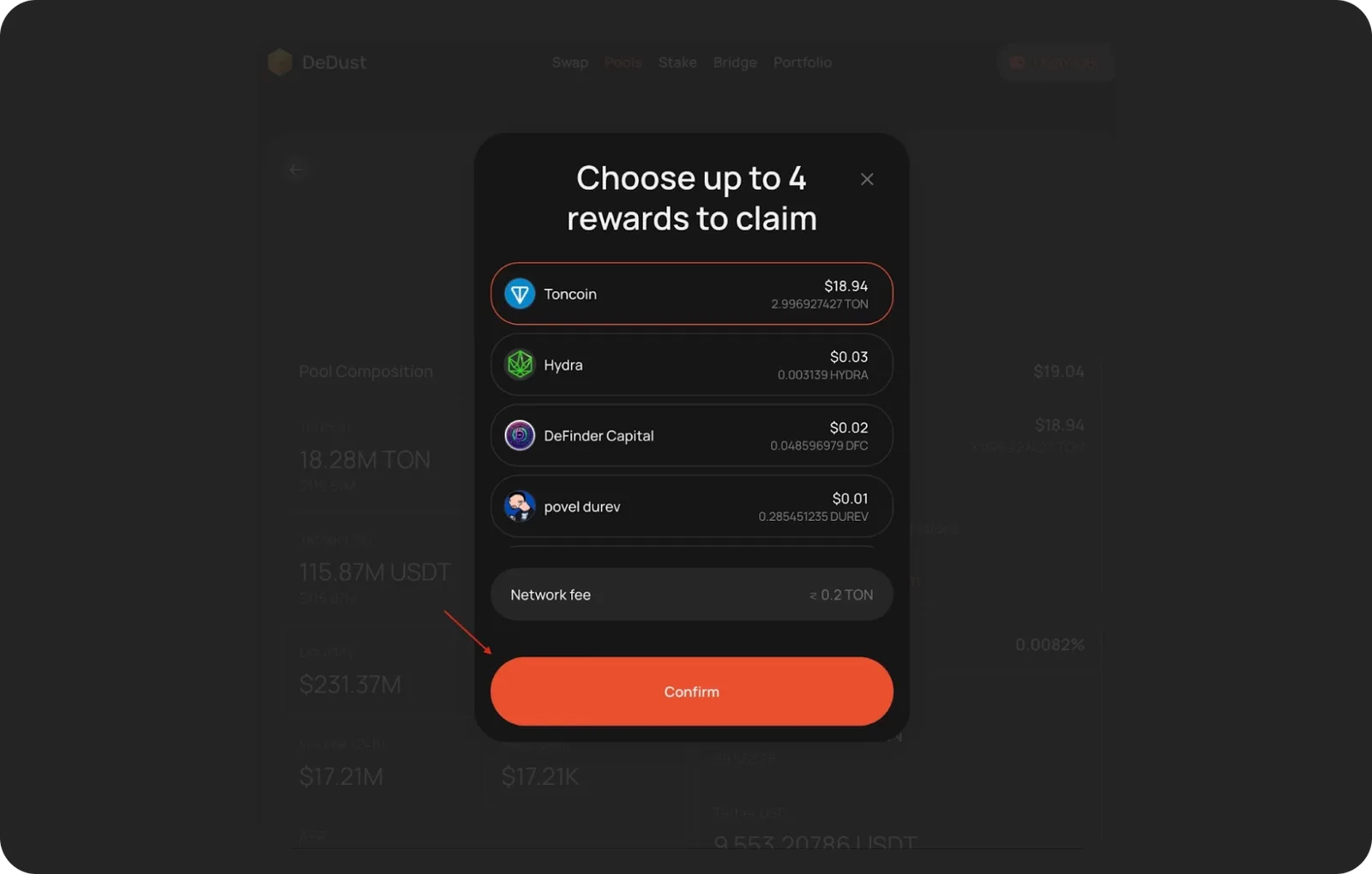 dedust rewards