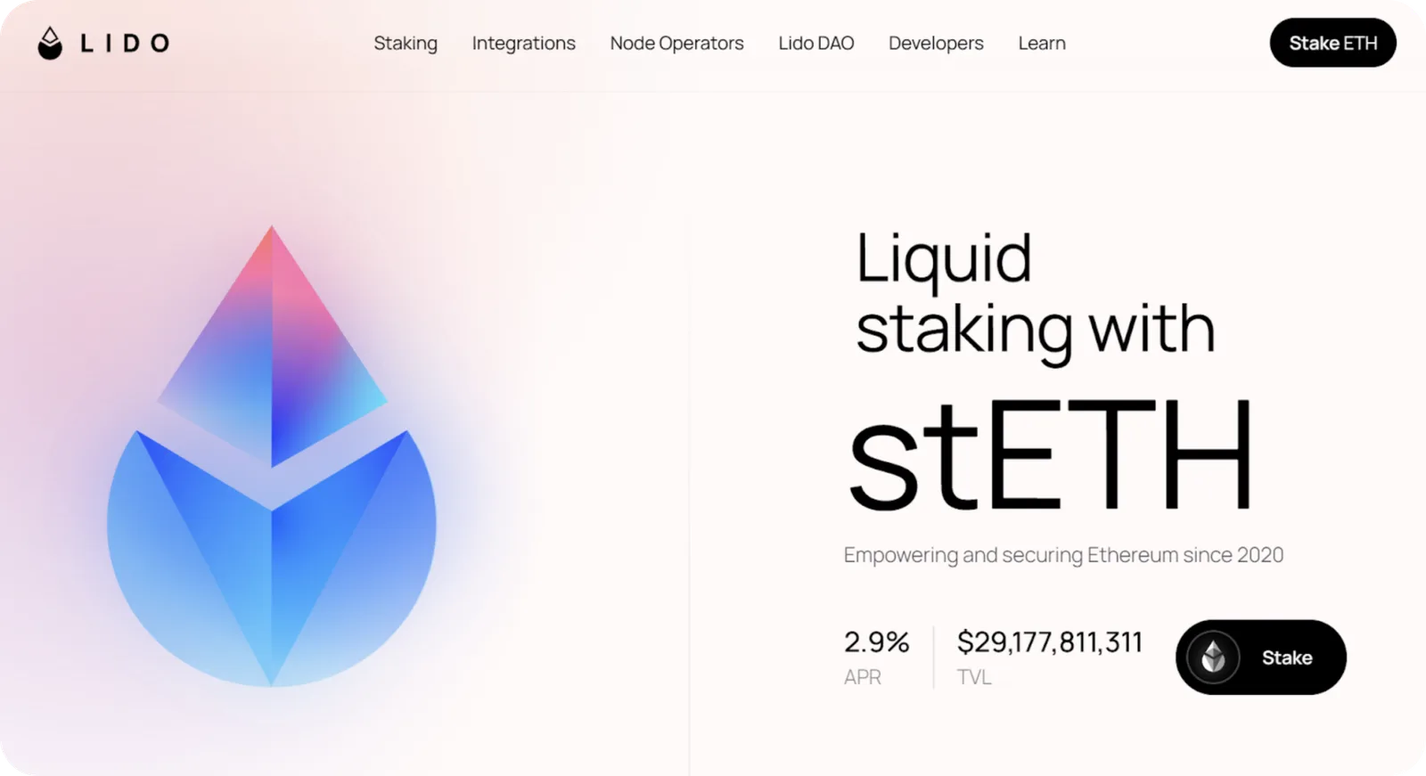 lido liquid staking with steth